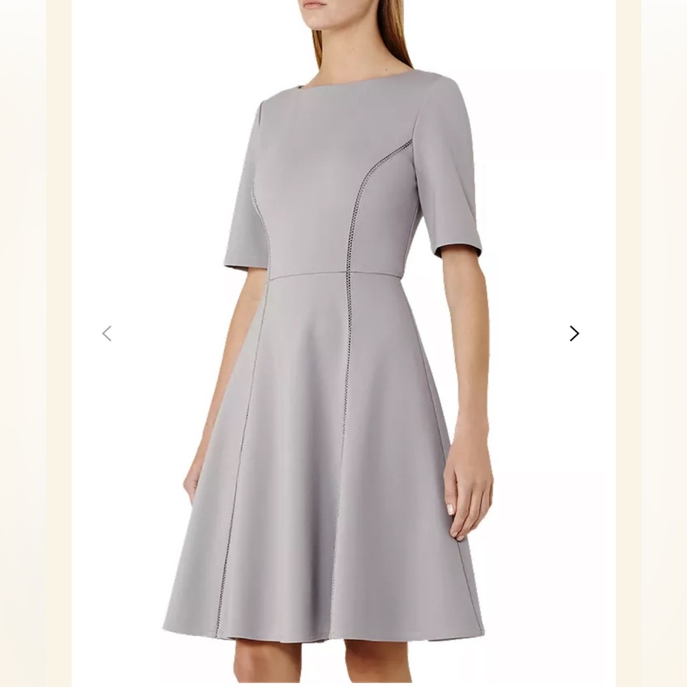 Reiss Tianna A-Line Dress With Trim Detail in Chromatic Blue